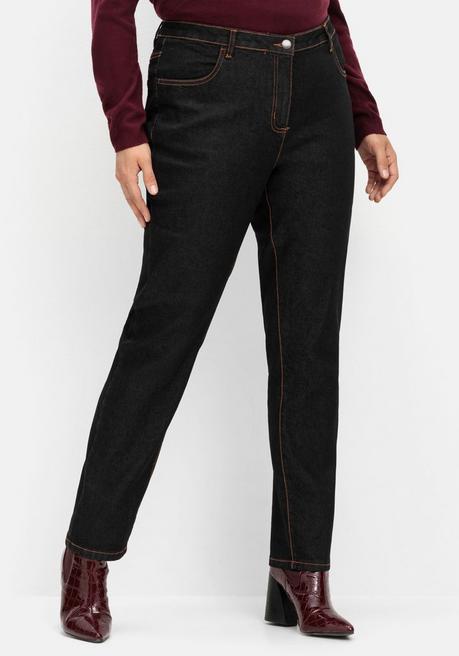 sheego Gerade, innen weich angeraute Thermojeans - black Denim sheego Bis zu 60% Rabatt