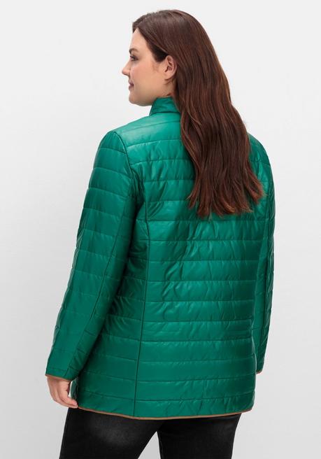 sheego Steppjacke mit Stehkragen und Kontrastdetails - tannengrün sheego Bis zu 65% Rabatt