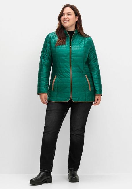 sheego Steppjacke mit Stehkragen und Kontrastdetails - tannengrün sheego Bis zu 65% Rabatt