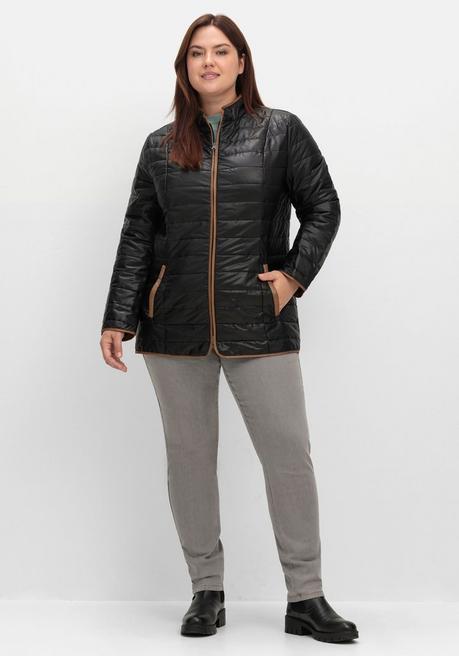 sheego Steppjacke mit Stehkragen und Kontrastdetails - schwarz sheego Sonderangebot der Fabrik