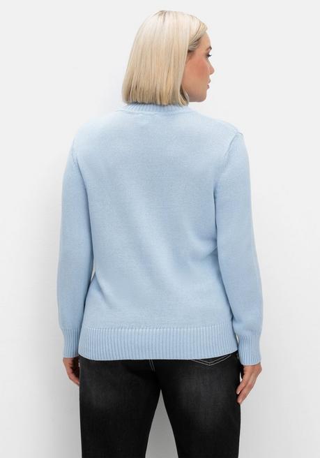 sheego Rollkragenpullover mit Rippbündchen - eisblau sheego Super Rabatt
