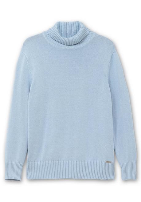 sheego Rollkragenpullover mit Rippbündchen - eisblau sheego Super Rabatt