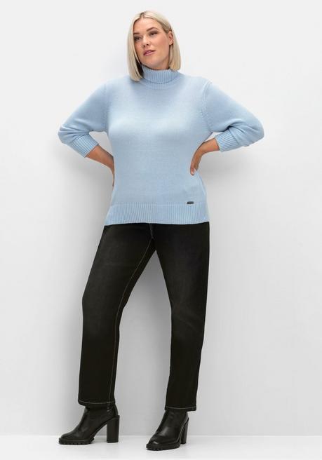 sheego Rollkragenpullover mit Rippbündchen - eisblau sheego Super Rabatt