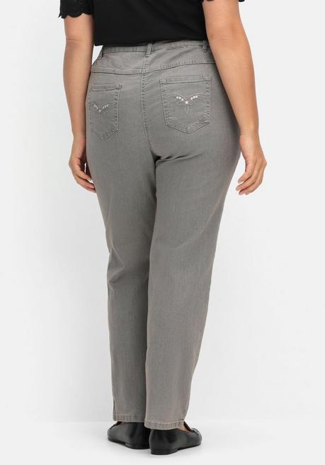 sheego Gerade Jeans mit seitlichem Stretchbund - grey Denim sheego 50% Rabatt mit kostenlosem Versand