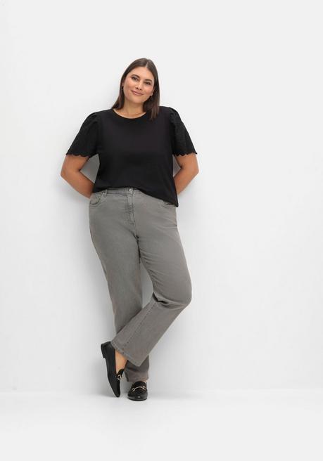 sheego Gerade Jeans mit seitlichem Stretchbund - grey Denim sheego 50% Rabatt mit kostenlosem Versand