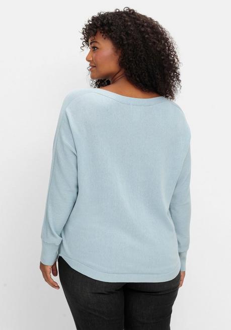 sheego Pullover mit U-Boot-Ausschnitt - hellblau sheego Clearance-Verkauf