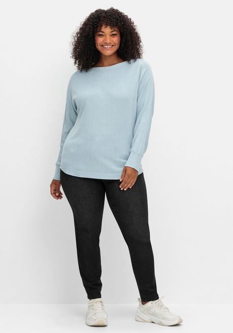 sheego Pullover mit U-Boot-Ausschnitt - hellblau sheego Clearance-Verkauf