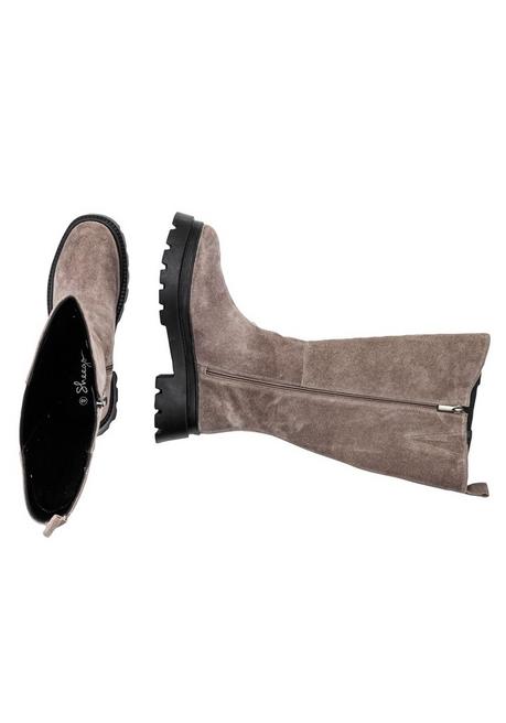 sheego Weitschaft-Lederstiefel mit Stretcheinsatz - taupe sheego Begrenzt auf 3 Tage