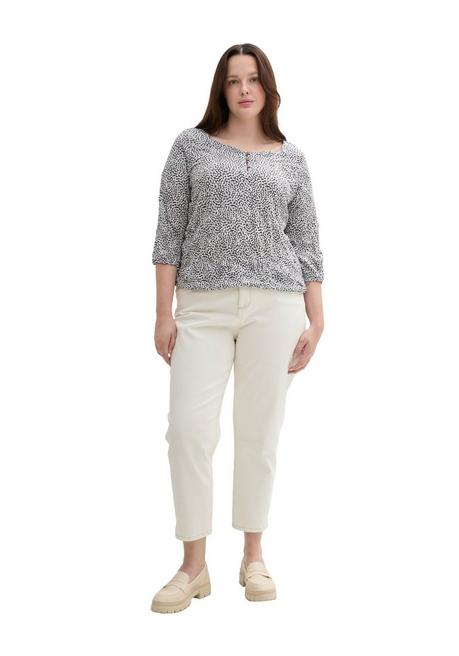 TOM TAILOR Plus Shirt in Crinkle-Optik, mit Gummizugsaum - marine gemustert sheego Black Friday Preise