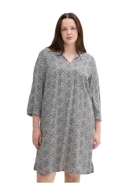 TOM TAILOR Plus Kurzes Kleid mit Minimalprint und Hemdkragen - marine gemustert sheego zollfrei