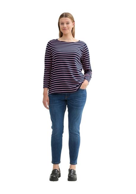 TOM TAILOR Plus Langarmshirt mit Ringeln und U-Boot-Ausschnitt - marine gestreift sheego 2025