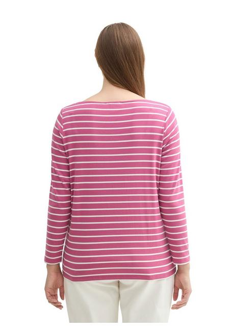 TOM TAILOR Plus Langarmshirt mit Ringeln und U-Boot-Ausschnitt - rosé gestreift sheego Online