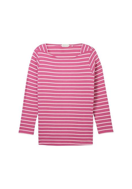 TOM TAILOR Plus Langarmshirt mit Ringeln und U-Boot-Ausschnitt - rosé gestreift sheego Online