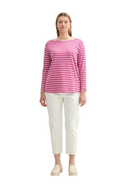 TOM TAILOR Plus Langarmshirt mit Ringeln und U-Boot-Ausschnitt - rosé gestreift sheego Online