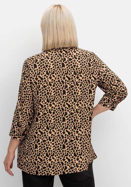 sheego Hemdbluse mit Animalprint, in leichter A-Linie - schwarz gemustert sheego Auslauf