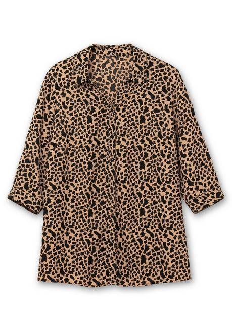 sheego Hemdbluse mit Animalprint, in leichter A-Linie - schwarz gemustert sheego Auslauf