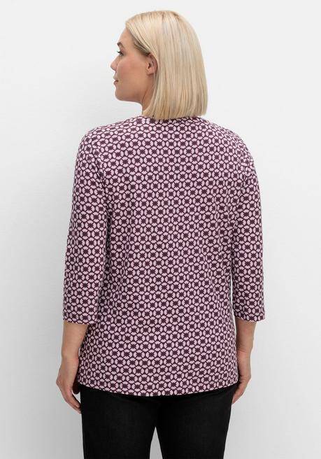sheego 3/4-Arm-Shirt mit Retro-Alloverdruck - aubergine gemustert sheego Verkauf