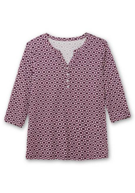 sheego 3/4-Arm-Shirt mit Retro-Alloverdruck - aubergine gemustert sheego Verkauf