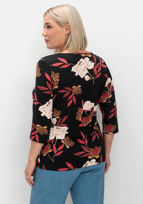 sheego 3/4-Arm-Shirt mit Blumenprint, aus Viskosejersey - rot gemustert sheego Angebote
