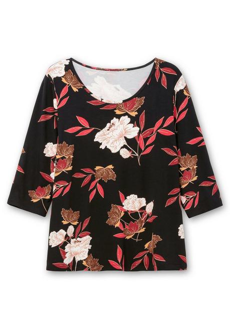 sheego 3/4-Arm-Shirt mit Blumenprint, aus Viskosejersey - rot gemustert sheego Angebote