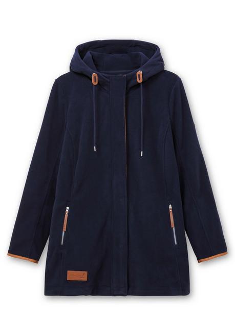 sheego Fleecejacke mit Kapuze und Kontrastdetails - marine sheego Schlussverkauf