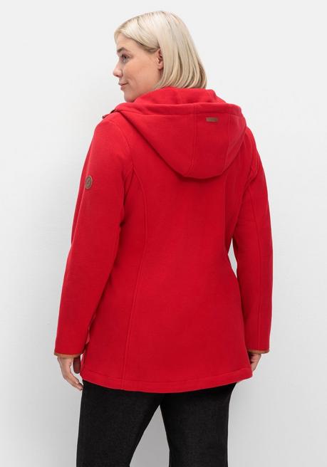 sheego Fleecejacke mit Kapuze und Kontrastdetails - rot sheego Günstiger Verkauf
