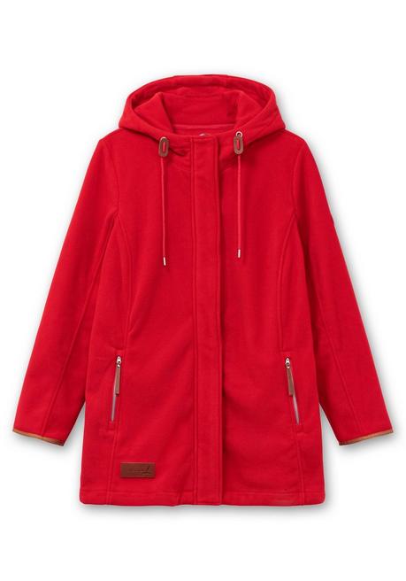 sheego Fleecejacke mit Kapuze und Kontrastdetails - rot sheego Günstiger Verkauf