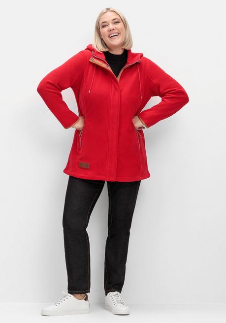 sheego Fleecejacke mit Kapuze und Kontrastdetails - rot sheego Günstiger Verkauf