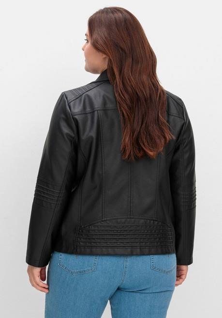 sheego Bikerjacke in Lederoptik - schwarz sheego Limitierter Zeitrabatt