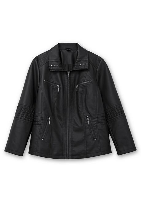 sheego Bikerjacke in Lederoptik - schwarz sheego Limitierter Zeitrabatt