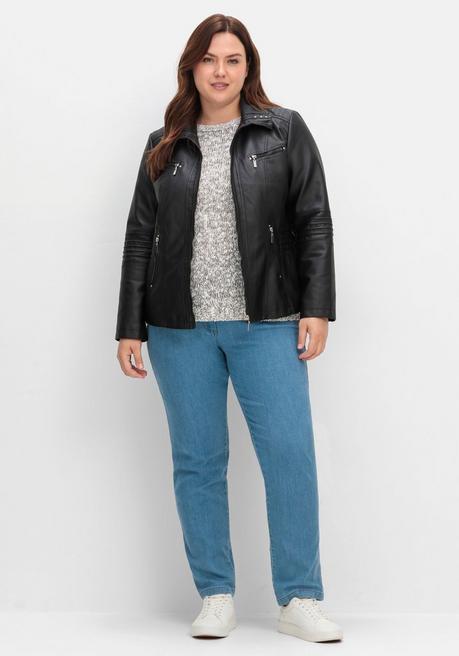 sheego Bikerjacke in Lederoptik - schwarz sheego Limitierter Zeitrabatt