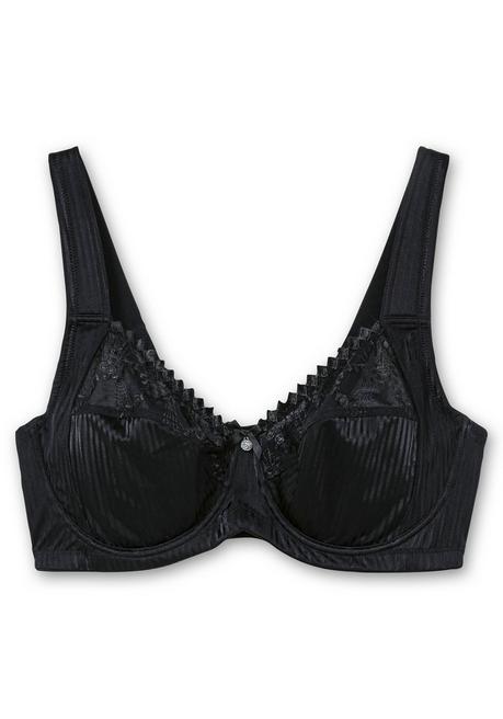 sheego Minimizer-BH mit floraler Spitze und tonigen Streifen - schwarz sheego Rabatt