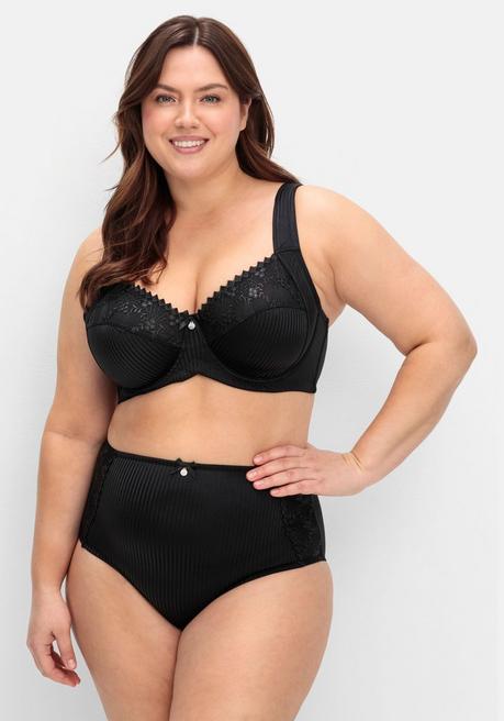 sheego Minimizer-BH mit floraler Spitze und tonigen Streifen - schwarz sheego Rabatt