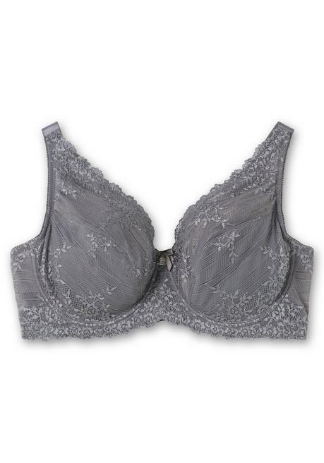 sheego Bügel-BH mit floraler Stickerei-Spitze - graphit sheego Großer Ausverkauf