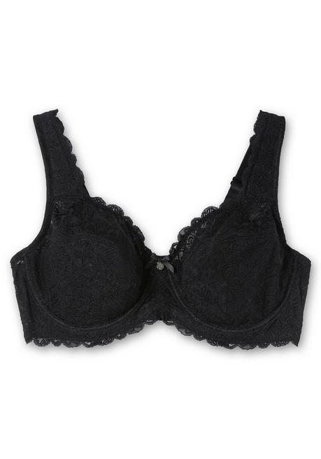 sheego Bügel-BH mit blickdichter Spitze und Seitenstützen - schwarz sheego Begrenztes Angebot