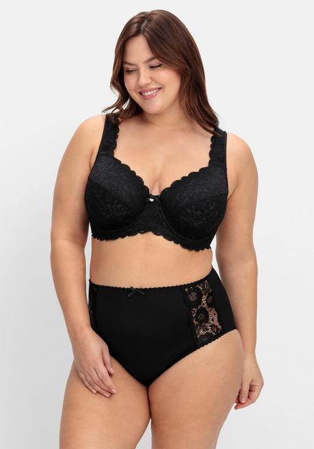 sheego Bügel-BH mit blickdichter Spitze und Seitenstützen - schwarz sheego Begrenztes Angebot