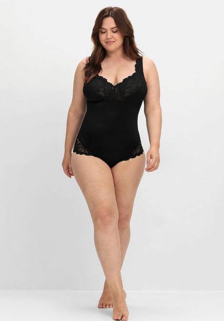 sheego Body in Satinoptik, mit Spitze - schwarz sheego Muttertagsangebot