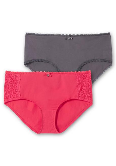 sheego Doppelpack Pantys mit hoher Taille und Spitzendetails - graphit+orchidee sheego Valentinstagsangebot
