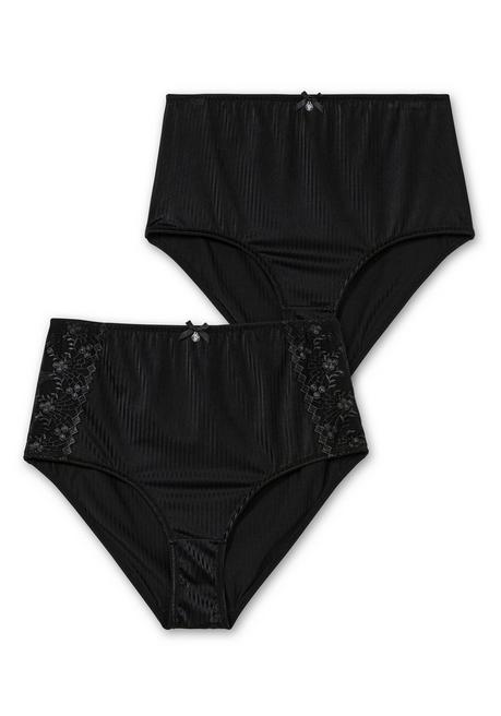 sheego Doppelpack Slips mit Spitze und Shapingeinsatz - schwarz+schwarz sheego Lagerräumung