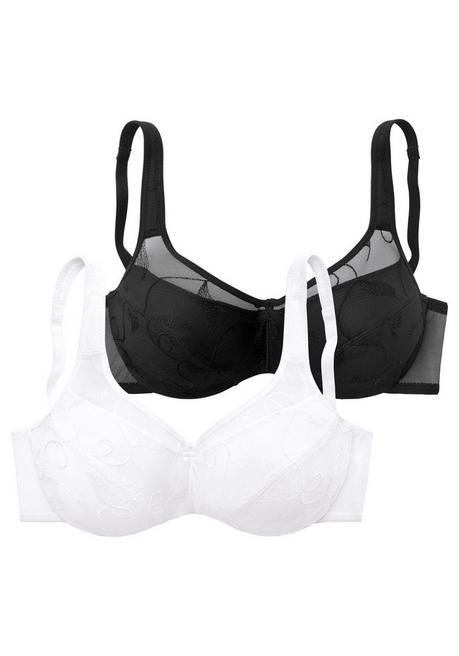 PETITE FLEUR Doppelpack Minimizer-BHs mit unterlegten Cups - schwarz+weiß sheego Sonderangebot der Fabrik