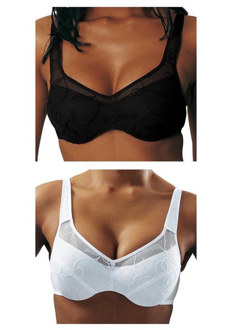 PETITE FLEUR Doppelpack Minimizer-BHs mit unterlegten Cups - schwarz+weiß sheego Sonderangebot der Fabrik