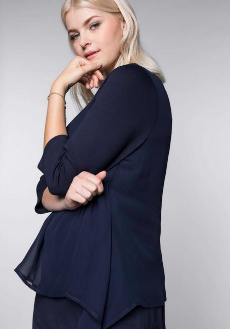 sheego Blusenshirt in leichter A-Linie mit Zipfelsaum - marine sheego Bis zu 55% Rabatt