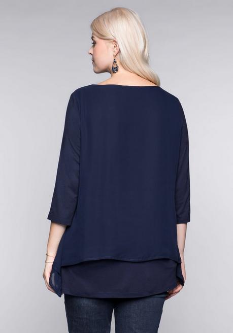 sheego Blusenshirt in leichter A-Linie mit Zipfelsaum - marine sheego Bis zu 55% Rabatt