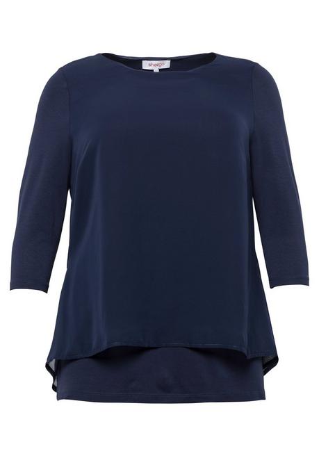sheego Blusenshirt in leichter A-Linie mit Zipfelsaum - marine sheego Bis zu 55% Rabatt