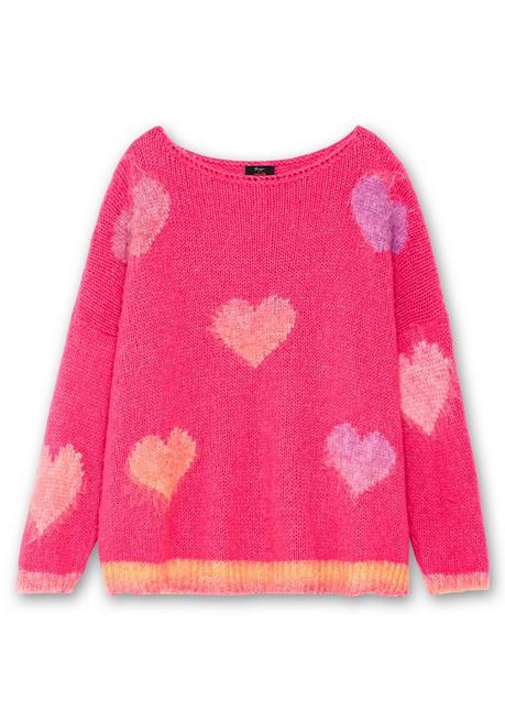 sheego loves miss goodlife Strickpullover mit Herz-Intarsien, im Oversized-Schnitt - pink gemustert sheego Discount Store für neue Produkte