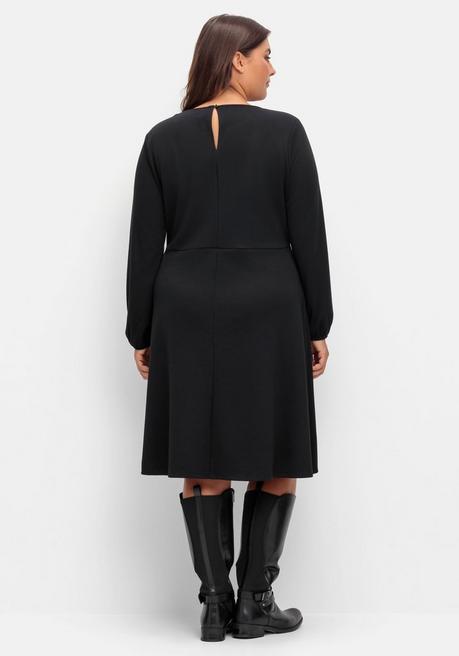 sheego Kleid aus Interlock, mit ausgestelltem Rock - schwarz sheego Nur noch ein Tag übrig