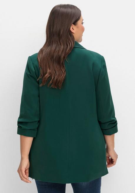sheego Langer Blazer mit Schalkragen und gerafftem 3/4-Arm - tiefgrün sheego Fabrikladen