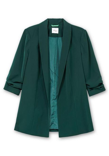 sheego Langer Blazer mit Schalkragen und gerafftem 3/4-Arm - tiefgrün sheego Fabrikladen