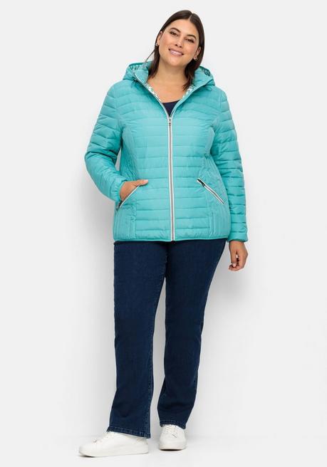sheego Leichte Steppjacke mit abnehmbarer Kapuze - aqua sheego Speichern exportieren