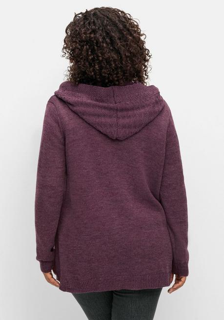sheego by Joe Browns Cardigan mit Kapuze und Knopfverschluss - brombeer sheego zollfrei